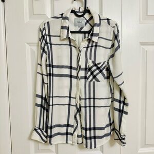 Rails Navy and White Checkered Shirt size small